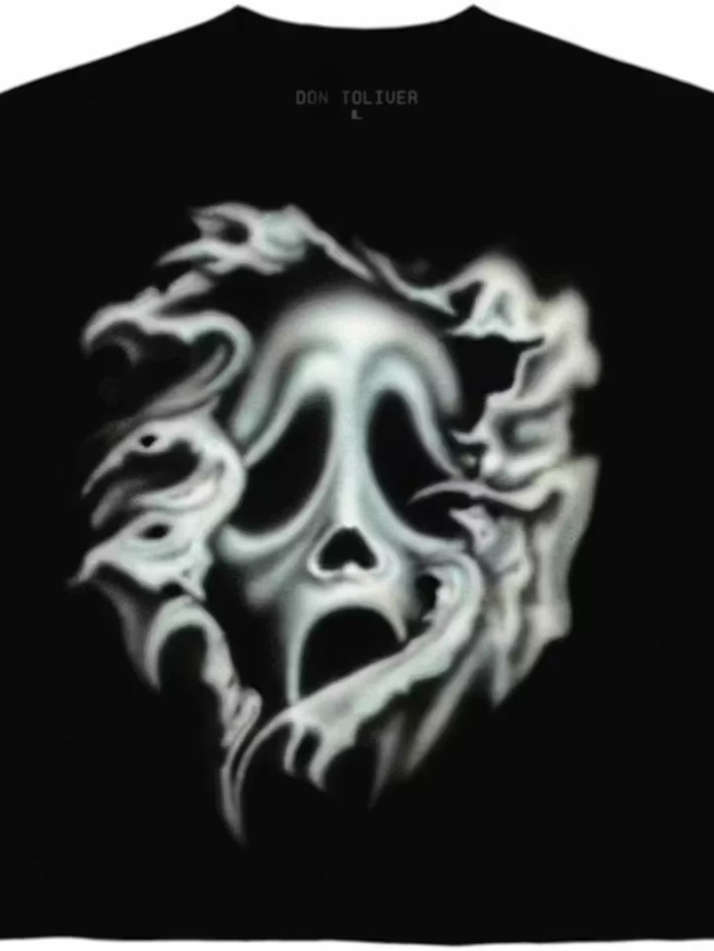 Black Short Sleeve Graphic Tee - Ghost Face Design. Don Toliver